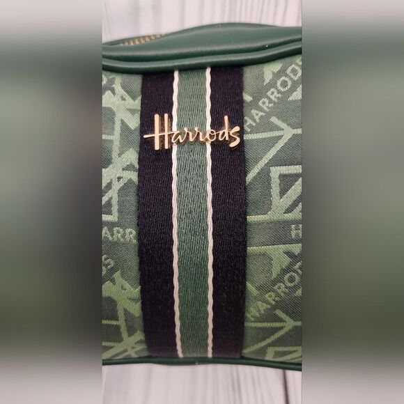 Harrods London Forest Green Logo Makeup Bag Cosmetic Case - Picture 8 of 16